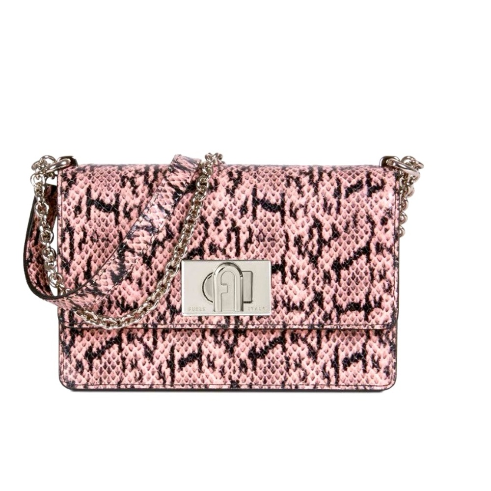 Furla Pink and Black Snake Print Mini Bag
